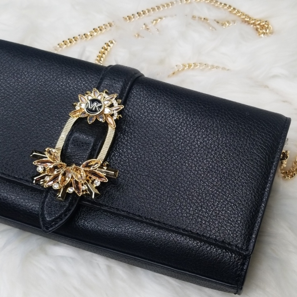 NWT MICHAEL KORS BELLAMIE LARGE LEATHER CLUTCH WOC - Picture 3 of 8